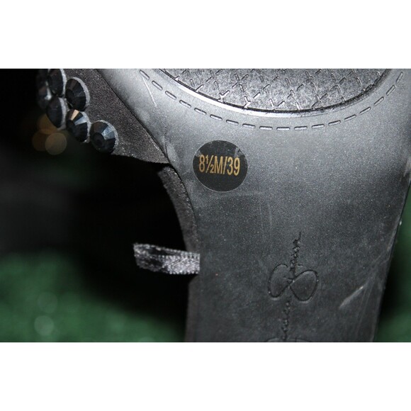 Jessica Simpson Jeweled Pointy Black Stiletto Heels Size 8.5 39 - Picture 4 of 11